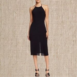 Black cocktail dress with open back